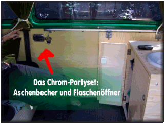 Partyset (Chrom Aschenbecher und Flaschenffner) im Womo